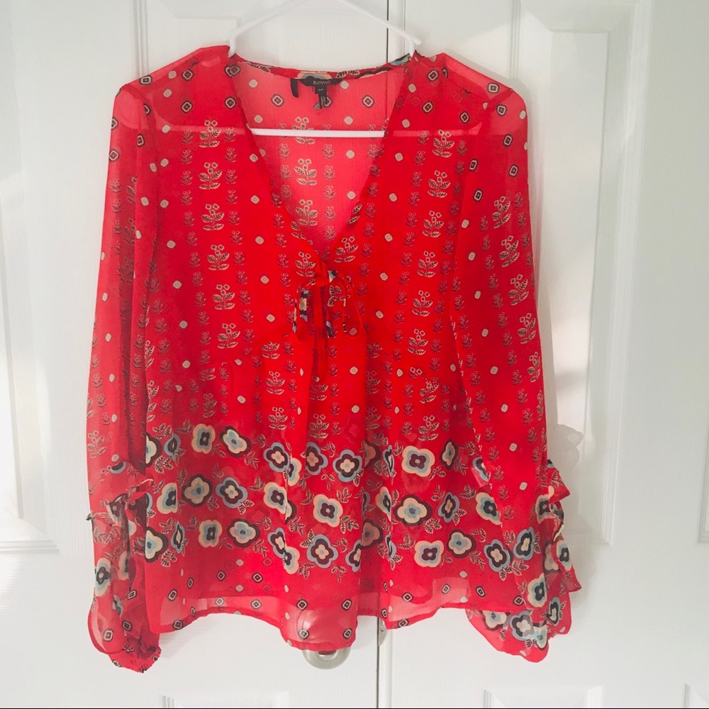 Buffalo David Bitton Red Blouse Size S